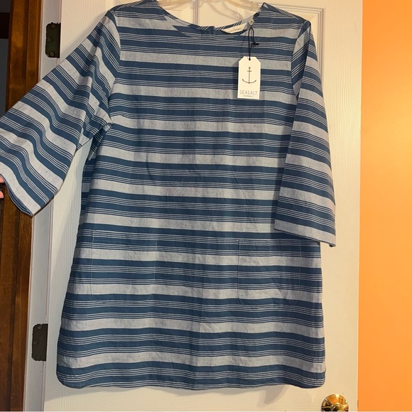 Seasalt Cornwall Linen/Cotton Striped Calenick Tunic Top - Picture 3 of 15